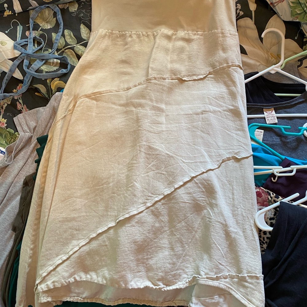 Long, soft cream colored layered skirt